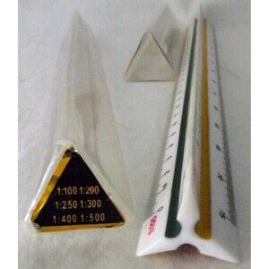 Engineer Triangular Ruler Architect Drafter 3 Sides Color Coded Storage Tube